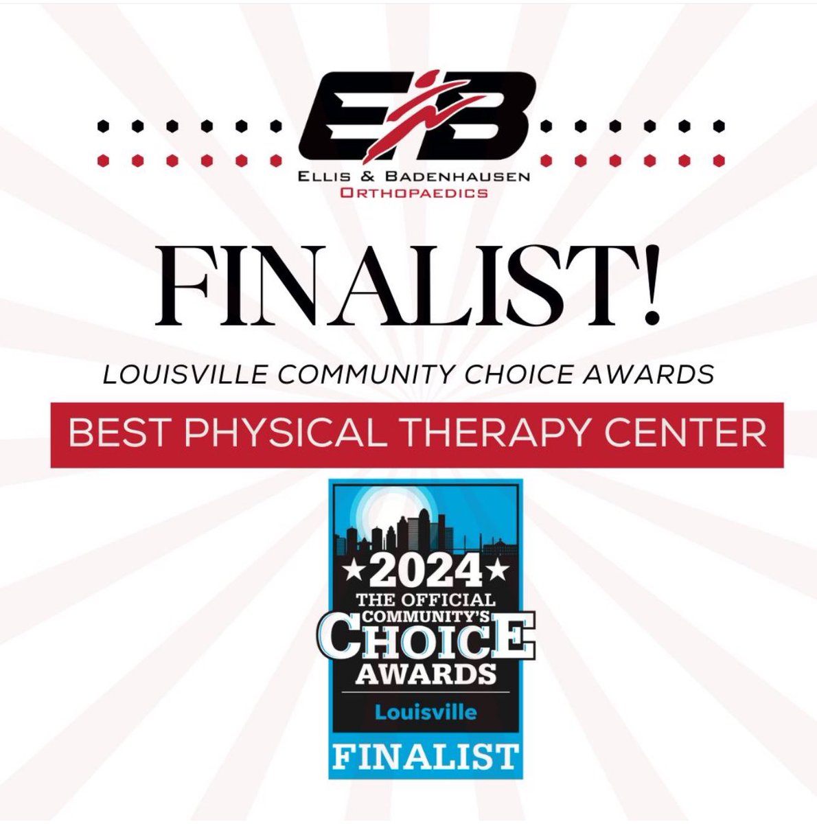 A heartfelt thank you to everyone who voted for E&amp;B Physical Therapy in the Louisville Community Choice Awards! 🙌 <a href="/courierjournal/">Courier Journal</a>