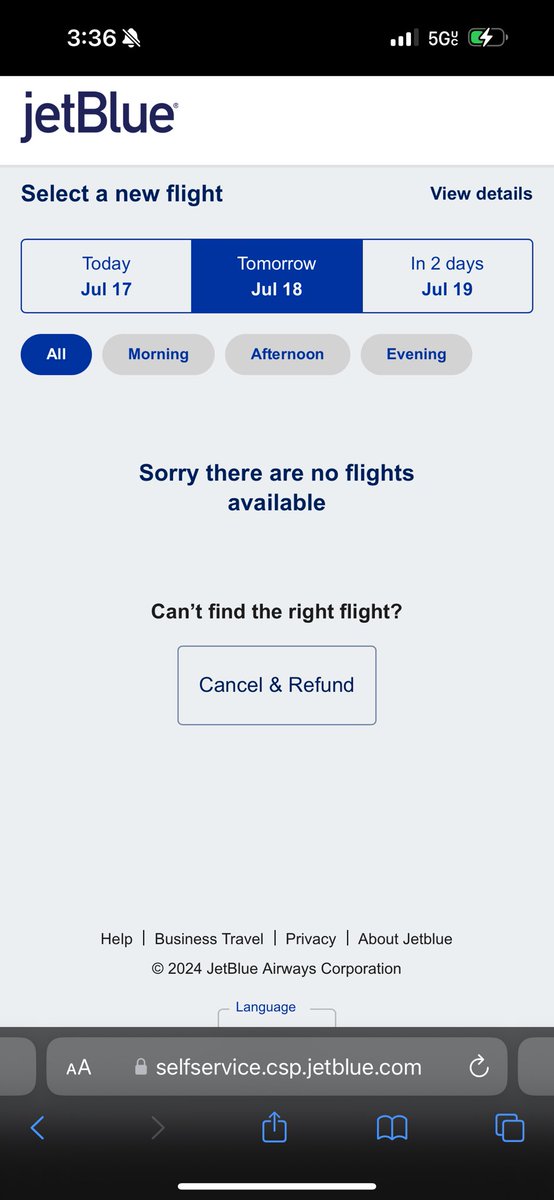 pardesoteric's tweet photo. Help @JetBlue - canceled due to “weather”, yet clear in NYC and Miami. Delta flights still leaving. Please rebook me on another airline. This is unacceptable. https://t.co/lbnwgR5RYt
