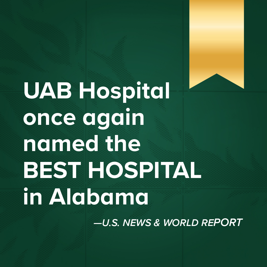 UAB (@uabnews) on Twitter photo UAB Hospital continues to be the best hospital in Alabama, Birmingham metro, according to U.S. News & World Report go.uab.edu/3xWZ9u4 <a href="/uabmedicine/">UAB Medicine</a> UAB Hospital continues to be the best hospital in Alabama, Birmingham metro, according to U.S. News & World Report go.uab.edu/3xWZ9u4 <a href="/uabmedicine/">UAB Medicine</a>