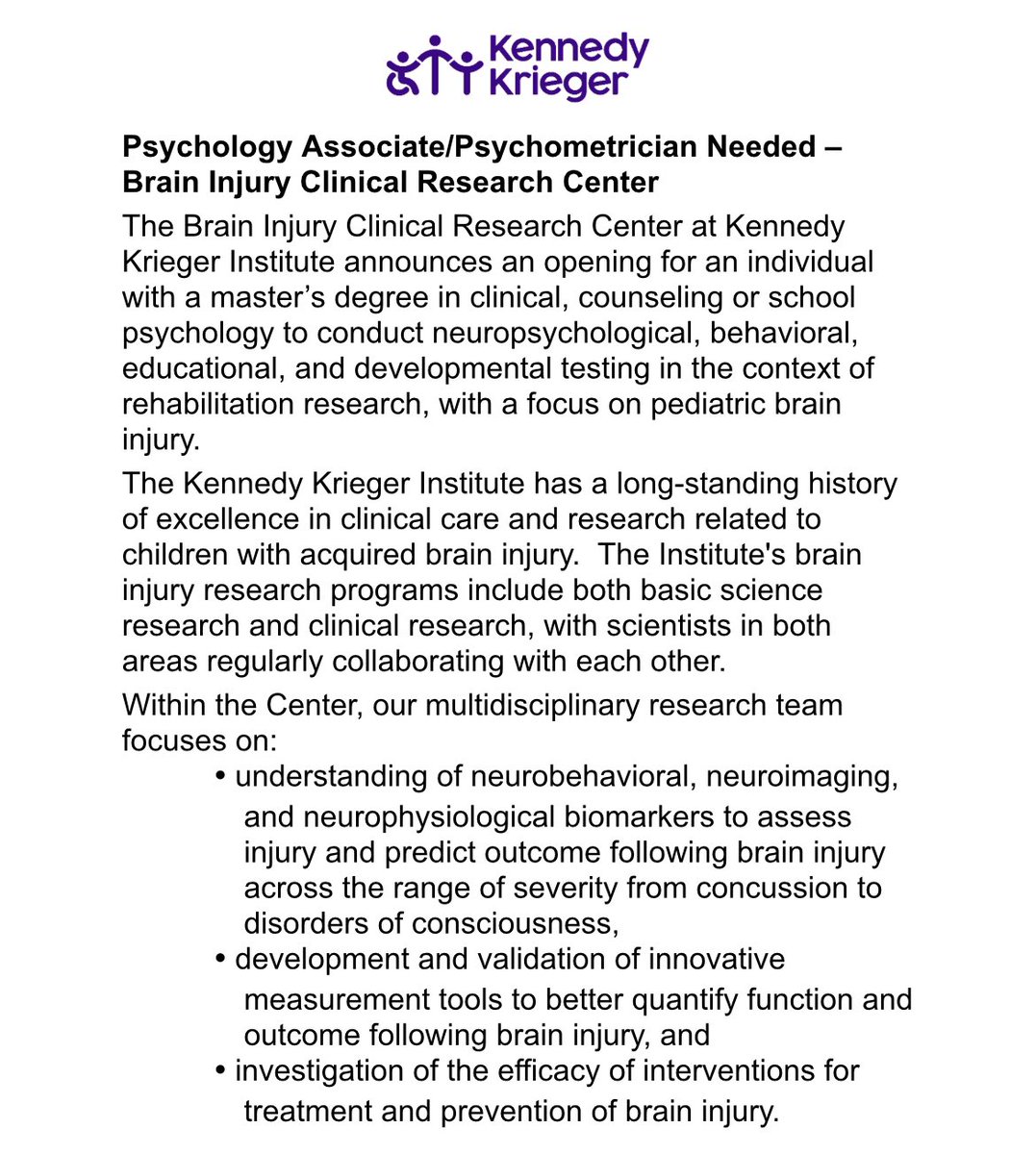 Adrian M. Svingos, PhD (@asvingos) on Twitter photo ‼️ Job alert ‼️We’re hiring a psychology associate at <a href="/PedsBrainInjury/">Kennedy Krieger Brain Injury Research Center</a> <a href="/KennedyKrieger/">Kennedy Krieger</a>!
For more information and to apply 👇👇
jobs.kennedykrieger.org/baltimore-md/p…
#neuropsych #rehabilitation #jobsearch <a href="/New2Neuropsych/">New2Neuropsychology</a> <a href="/PsychinOut/">PsychinOut 🧠</a> <a href="/SportsNeuroSoc/">Sports Neuro Society</a> <a href="/ins_slc/">INS Student Liaison Committee</a> <a href="/neuro/">Tyler</a> ‼️ Job alert ‼️We’re hiring a psychology associate at <a href="/PedsBrainInjury/">Kennedy Krieger Brain Injury Research Center</a> <a href="/KennedyKrieger/">Kennedy Krieger</a>!
For more information and to apply 👇👇
jobs.kennedykrieger.org/baltimore-md/p…
#neuropsych #rehabilitation #jobsearch <a href="/New2Neuropsych/">New2Neuropsychology</a> <a href="/PsychinOut/">PsychinOut 🧠</a> <a href="/SportsNeuroSoc/">Sports Neuro Society</a> <a href="/ins_slc/">INS Student Liaison Committee</a> <a href="/neuro/">Tyler</a>