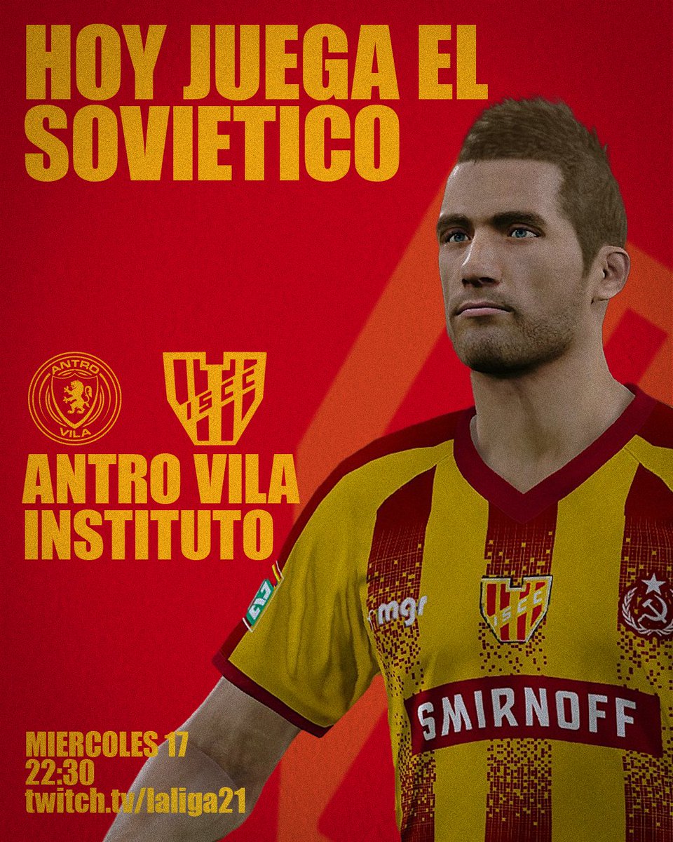 ¡HOY JUEGA EL SOVIETICO!
Por la #ZonaCampeonato del #TorneoIslasMalvinas <a href="/LaLiga21Of/">La Liga 21</a> 
🆚️ <a href="/antrovilafc/">ANTRO VILA FC</a> 
⏰️22:30 🇦🇷
📲twitch.tv/laliga21
