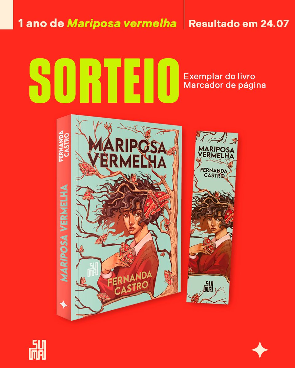 EditoraSuma's tweet photo. Concorra a um exemplar de MARIPOSA VERMELHA + marcador de página! 😍 Para participar é só:

- Seguir @EditoraSuma e @fernandaversa;
- Dar RT com comentário usando "Amarílis + Tolú = 😈";
-Ter endereço de entrega no Brasil.

2 pessoas serão sorteadas no dia 24/07. 👀

BOA SORTE!✨ https://t.co/jPNb7Wbl5C