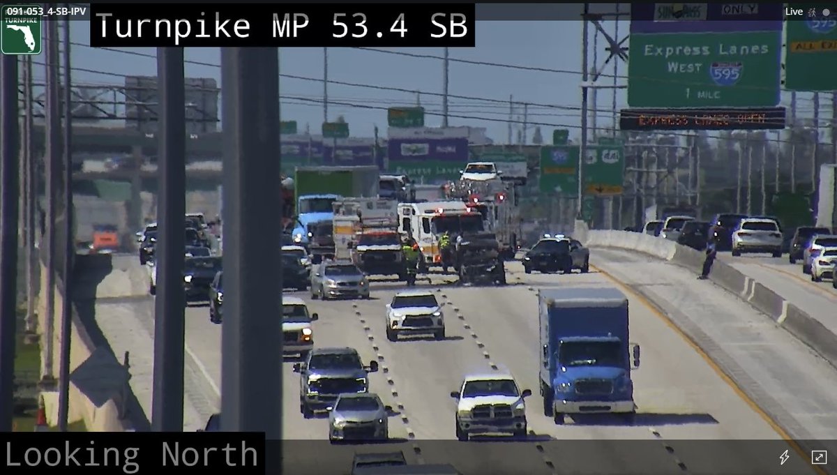 Total Traffic Miami (@totaltrafficmia) on Twitter photo Delays on the Turnpike South by 595/Griffin. (As well if your taking the ramp from 595 to Turnpike South)
Hats off to <a href="/DavieFireRescue/">Davie Fire Rescue</a> and <a href="/FHPPalmBeach/">FHP Palm Beach</a> working the vehicle fire. Please #MoveOver to the right Delays on the Turnpike South by 595/Griffin. (As well if your taking the ramp from 595 to Turnpike South)
Hats off to <a href="/DavieFireRescue/">Davie Fire Rescue</a> and <a href="/FHPPalmBeach/">FHP Palm Beach</a> working the vehicle fire. Please #MoveOver to the right