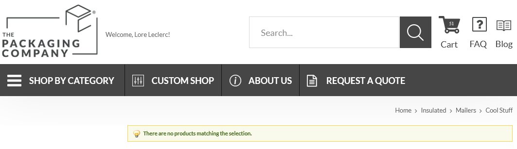 Thepackagingcompany has a "cool stuff" category and it's empty. They just dunked on themselves so hard xD