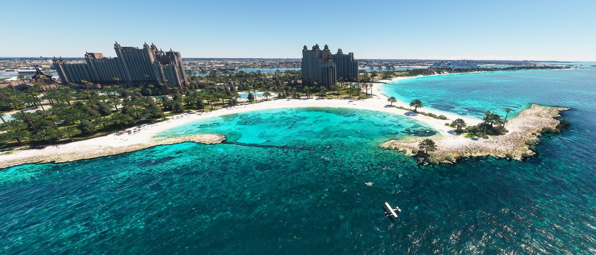 cmdrexorcist's tweet image. I'm officially on vacation, so I decided to fly to one of my real-world favorite getaways in @MSFSofficial: Nassau! I hope the harbor patrol doesn't mind me parking so close to Atlantis. ;) #MSFlightSim