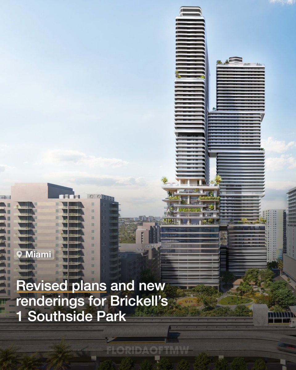 floridaoftmw's tweet photo. After a recent foundation pour, JDS &amp; ODP have revised their plans for the 61-story 1 Southside Park, emphasizing more open spaces and commercial development. https://t.co/JDRhy2TXtJ