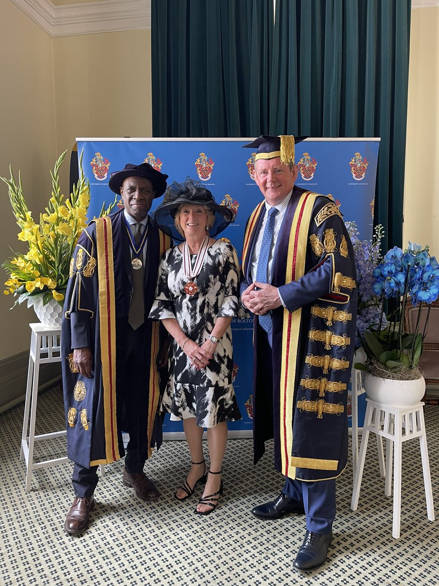 JudithBromley10's tweet photo. what an absolute pleasure it has been today to represent the Lord Lieutenant @GMLO_UK at Graduation Ceremonies 2024 at the University of Bolton @BoltonUni  the inspiring Clive Myrie @CliveMyrieBBC attending in his role as pro chancellor https://t.co/30DnkT9f3s