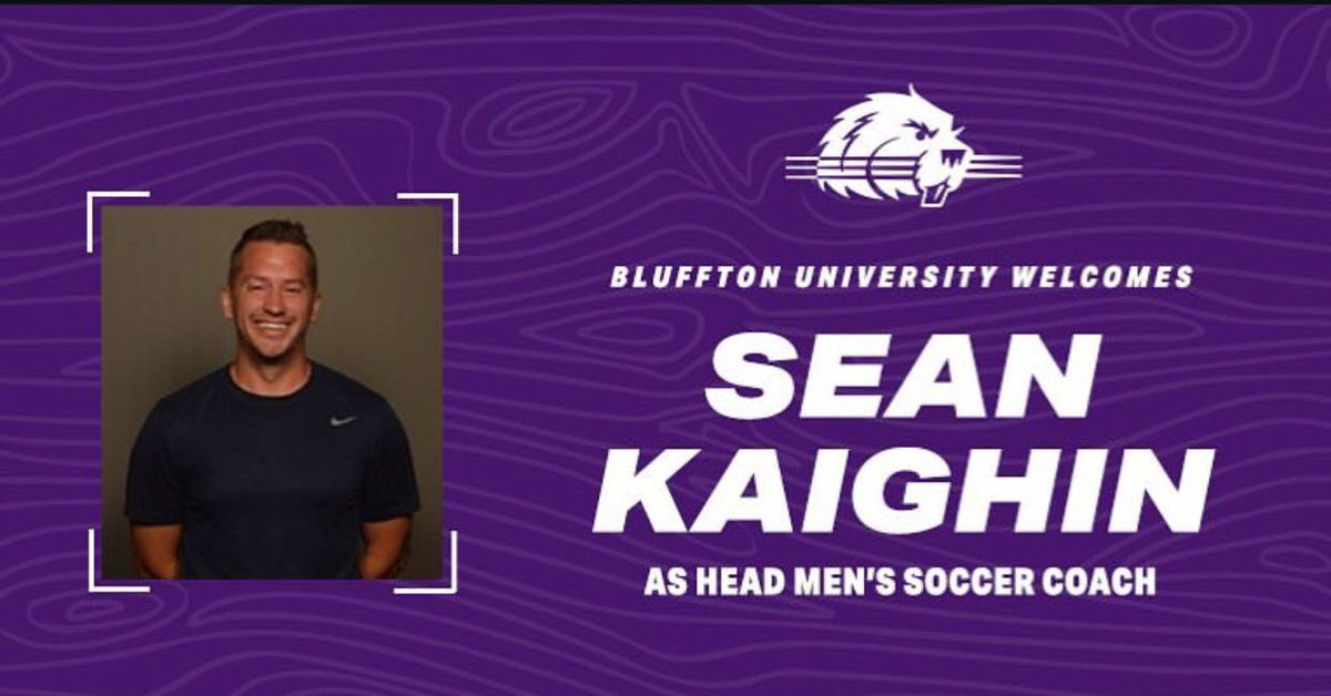 Bluffton mens soccer would like to announce and welcome Sean Kaighin as head coach! Welcome to the program Sean!