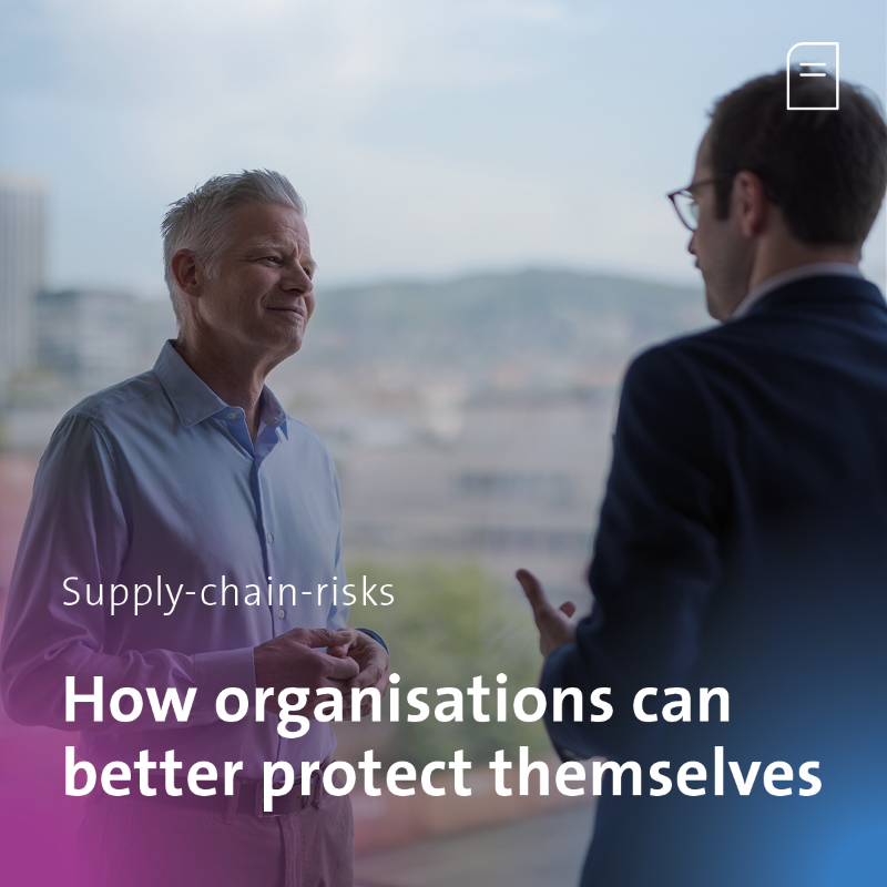 Swisscom_B2B's tweet photo. How can supply chain risks be effectively managed in organisations? Experts Philipp Grabher (CISO, canton of Zurich) and Oliver Jäschke (Security Assurance, Swisscom) provide some insights. 

#cybersecurity #supplychain