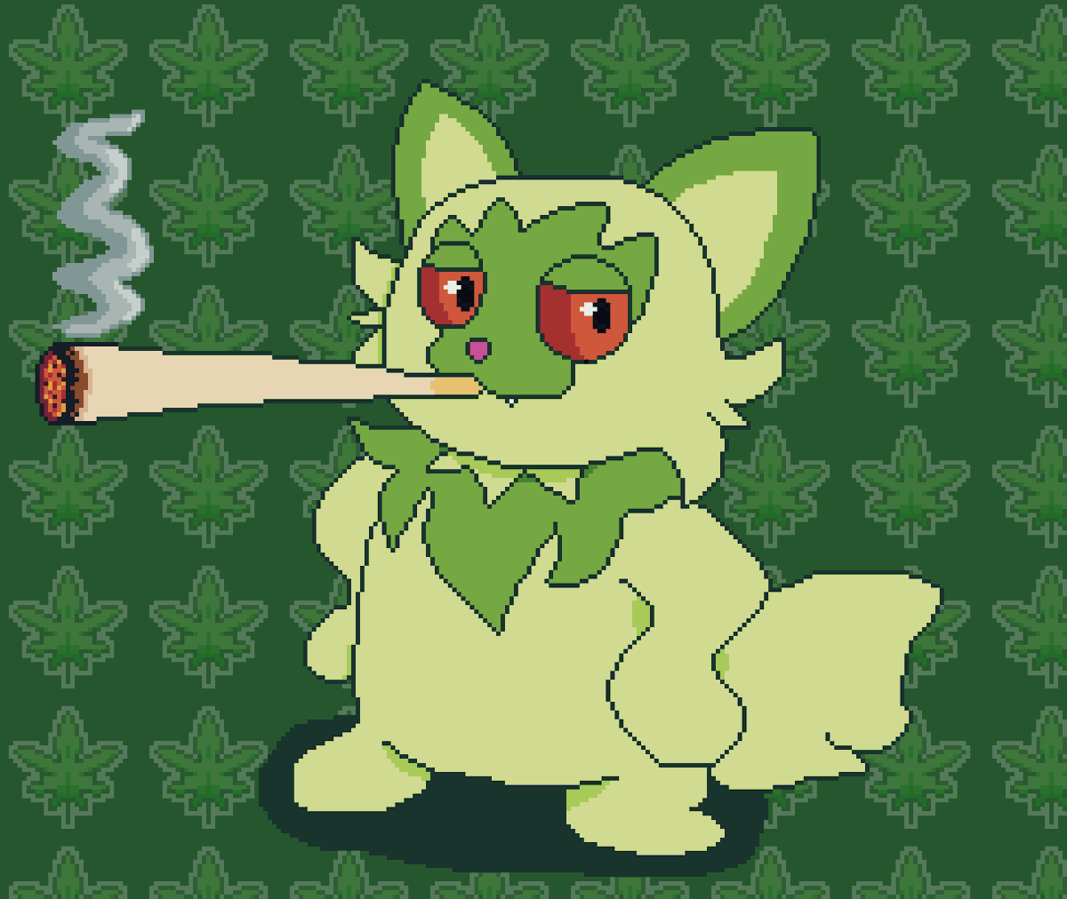 JellyJoust's tweet photo. Hey everyone! o_O I made the GATO MAKONHA XP (sprigatito). Hope you all enjoy it! xD. 
Que coisa feia, um Gato makonha >:( 
MAKONHA MAKONHA MAKONHA MAKONHA MAKONHA MAKONHA...

#pixelart #sprigatito #Pokemon #PokemonViolet #gen9  #ドット絵 https://t.co/3GEuHJKyxn