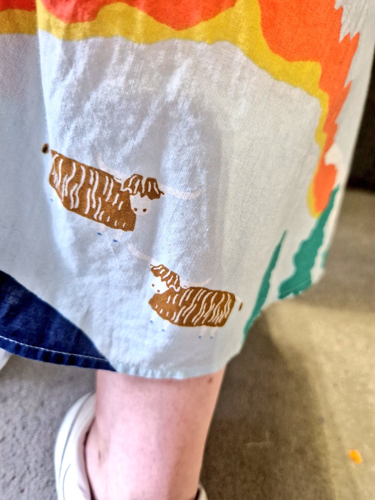 In honour of the <a href="/supportCHAS/">Children's Hospices Across Scotland</a> Hairy Highland Coo Trail, I was wearing my <a href="/Bodenclothing/">Boden</a> dress with hidden highland coos on it in Kinross today.