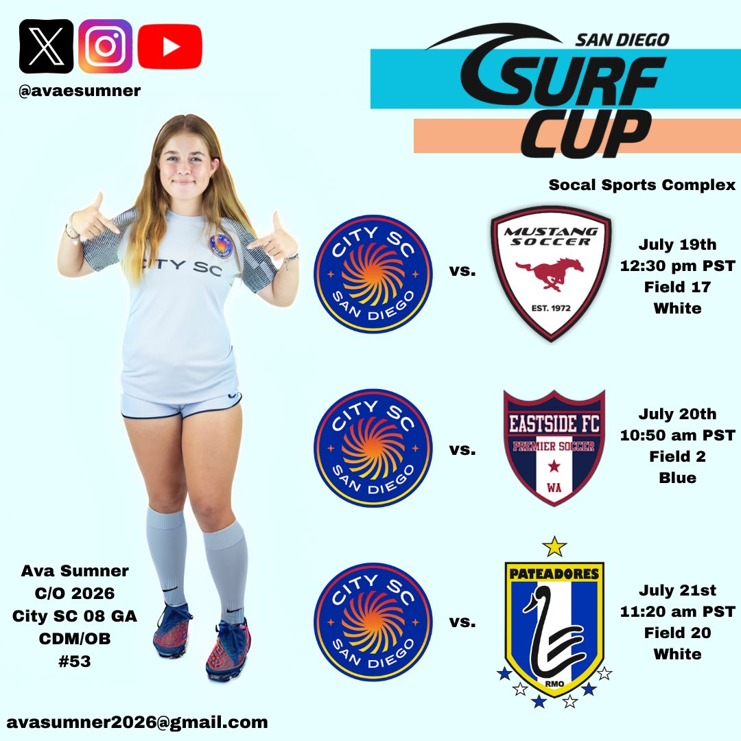 Surf Cup Schedule this weekend ⬇️ Coaches, would love to see you there! Go City!

<a href="/ourcitysc/">City SC</a> <a href="/CitySC2008GA/">CitySC2008GA</a>