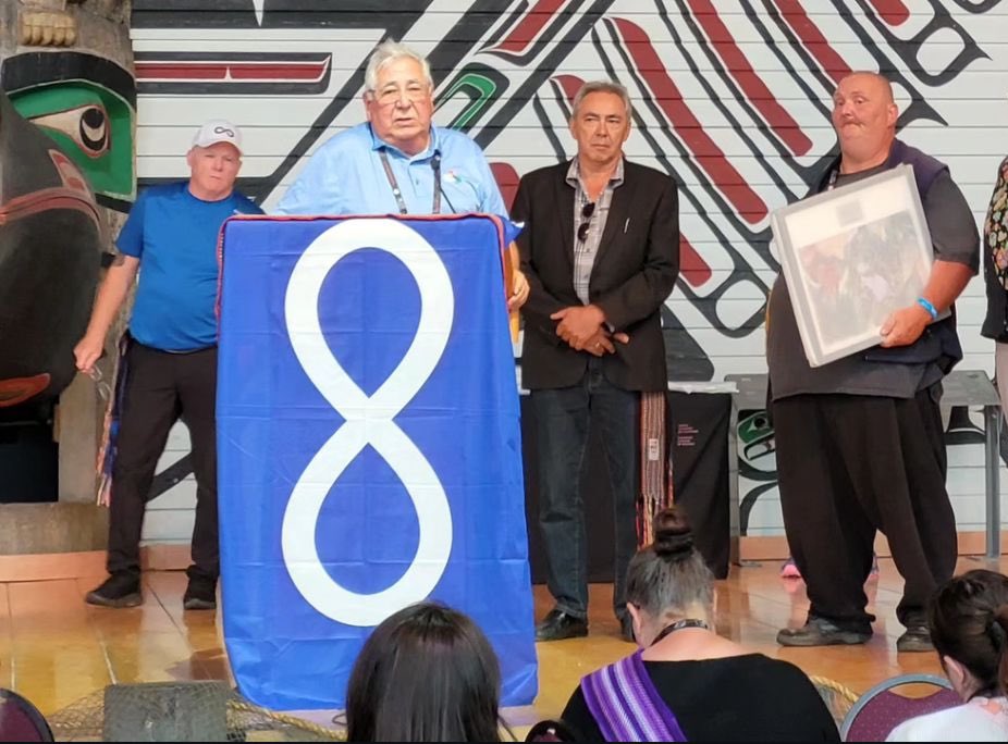 When someone makes or presents cultural items as their own from a culture not their own, it’s called Cultural Appropriation (a nicer way of saying theft).

A question for Métis Nation of Ontario: when did the National Flag of the historic Métis Nation fly in your new communities?