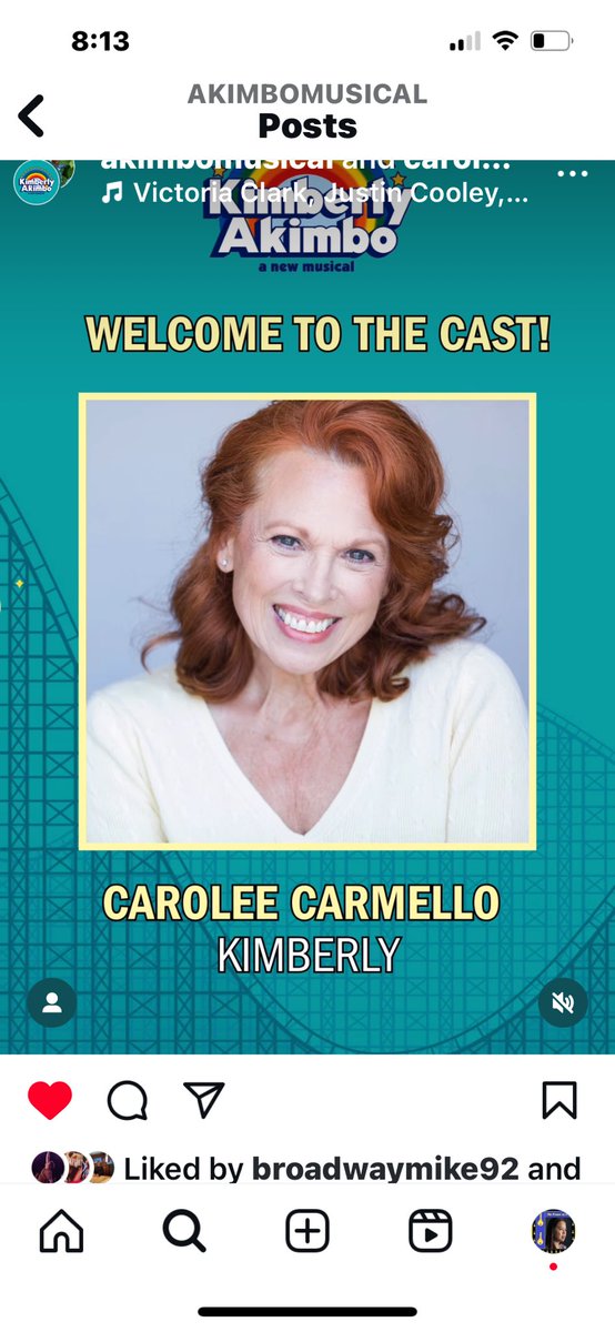 QueenOlli's tweet photo. When your favorite broadway star @CaroleeCarmello is leading your favorite musical ❤️yaaas please ! https://t.co/OlLzlTKnAq