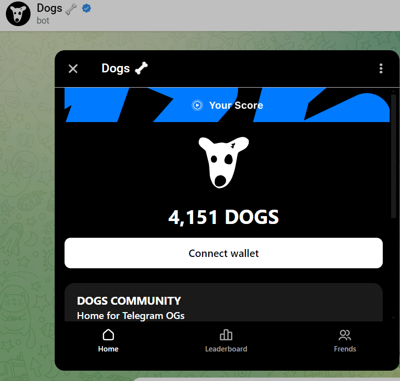 Quá nhanh, đã kết nối ví luôn rồi nha ae, ai chưa có thì vào ngay và luôn, ai có acc tele tuổi cao thì nhận được càng nhiều DOGS nhé.
Vào ngay: t.me/dogshouse_bot/…