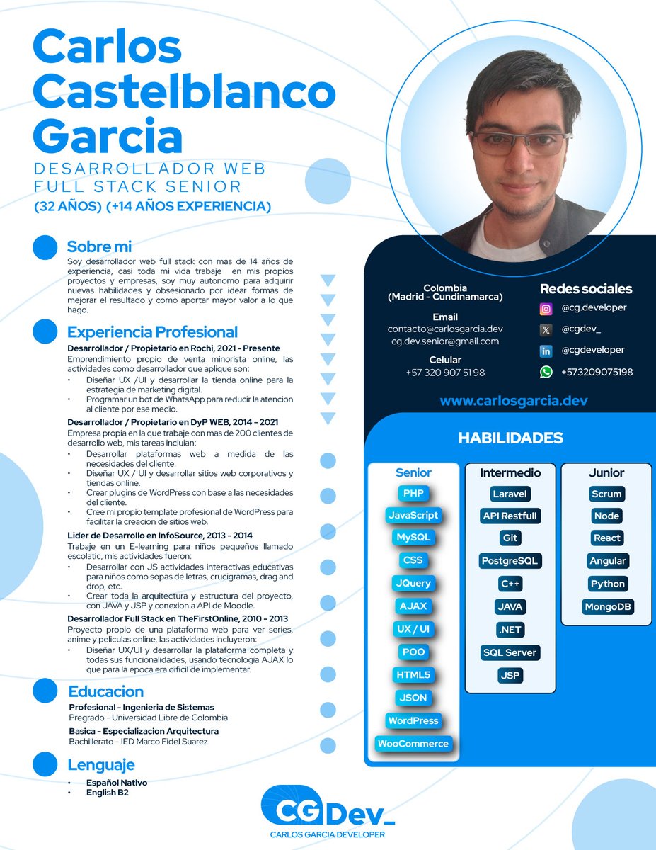 CGDev_'s tweet photo. Que difícil es resumir tu vida en una hoja 💁🏽‍♂️

Compañeros estoy buscando un trabajo de medio tiempo remoto, agradezco su ayuda compartiendo para que llegue a los ojos correctos 🙏🏽

Gracias también acepto proyectos freelance 💙

#BuscoTrabajo #PHP #MedioTiempo #JavaScript https://t.co/efHadrWISy