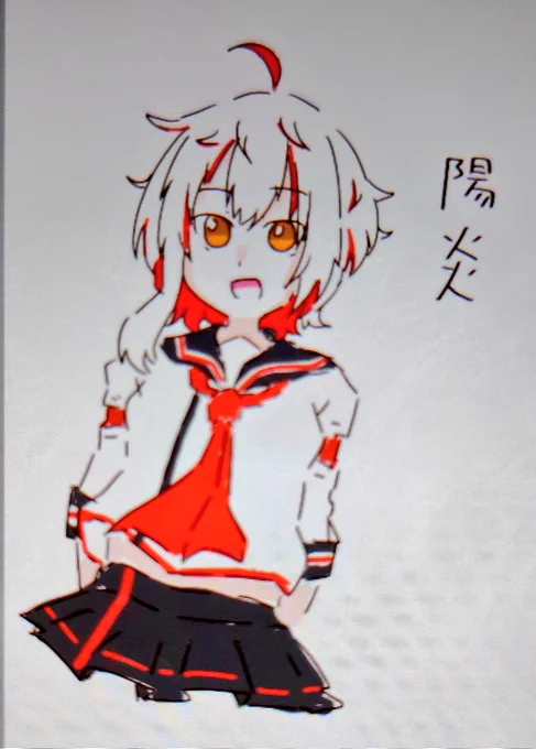 落書き(30分)陽炎(戦艦少女R)。髪型とか衣服がよくわからんな。 