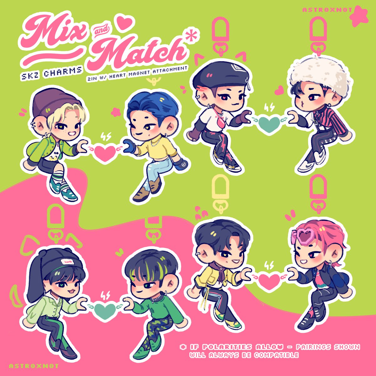 「 mix n match skz magnetic heart charms!!」|aris (•ɞ•) armychoice eraのイラスト