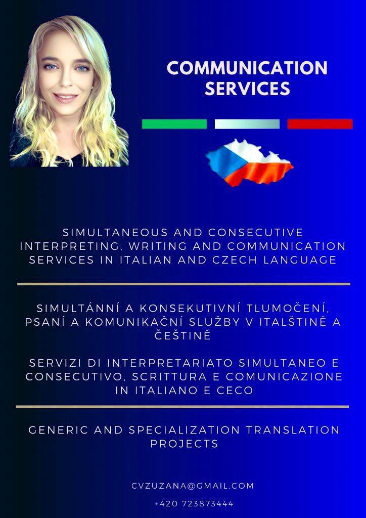 zuzana_2233's tweet image. Hai bisogno di un traduttore professionista per il ceco e l'italiano? Offro servizi di traduzione e interpretariato. Con anni di esperienza e precisione, garantisco che i tuoi testi saranno tradotti in modo preciso e comprensibile. #interpretariato #ceco #italiano #interprete