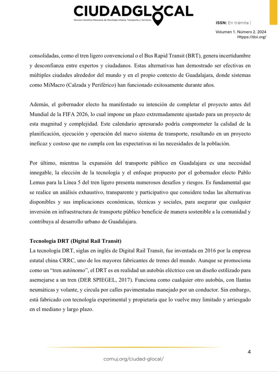 Proyecto del DRT para la Línea 5 del tren ligero, propuesto por Pablo Lemus, genera preocupación por su alto costo, falta análisis técnico y poca transparencia. Te explicamos aquí 👇: comuj.org/wp-content/upl…