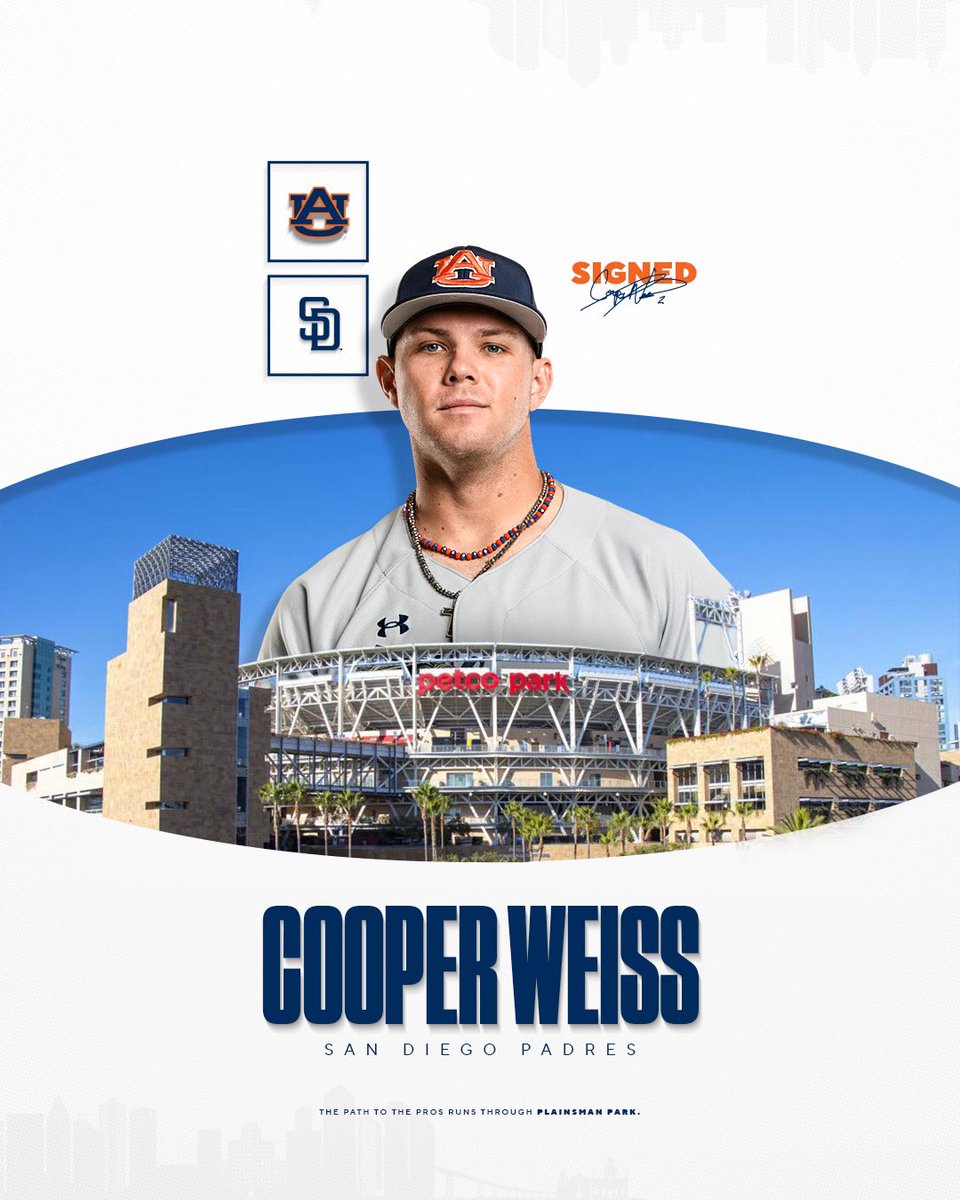 Coop is coming for ya, San Diego!

<a href="/coopweiss2/">Cooper Weiss</a> has agreed to terms with the <a href="/Padres/">San Diego Padres</a>.

#WarEagle | #AuburnMade