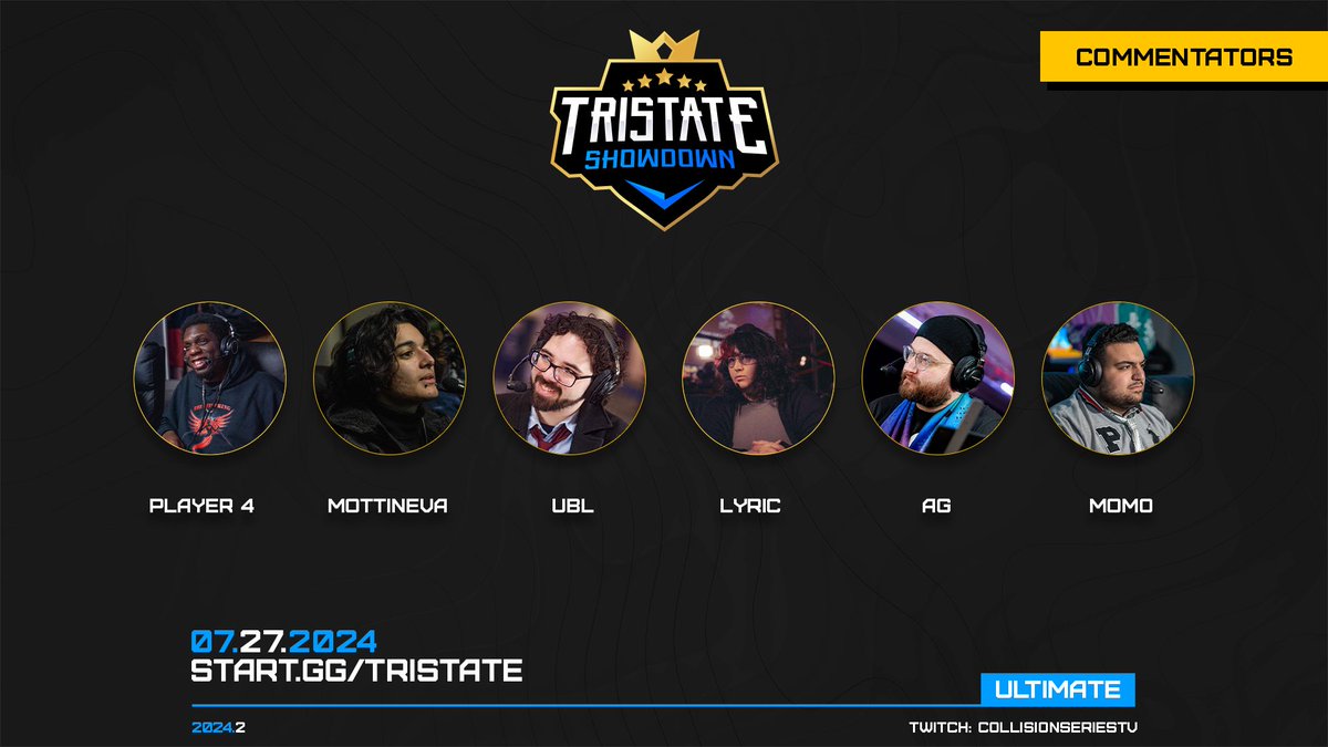 TristateShowdwn's tweet photo. For the last #TristateShowdown announcement for the day, we're proud to announce our commentary roster!
@PIayer_4
@mottinevaa
@Ubl267
@LyricOfWisdom
@ActuallyGameing
@MomoOnTheMic
Tune in to see these commentators LIVE for BOTH main and squad streams!
https://t.co/Xmcx45sECL https://t.co/nsiFw4v222