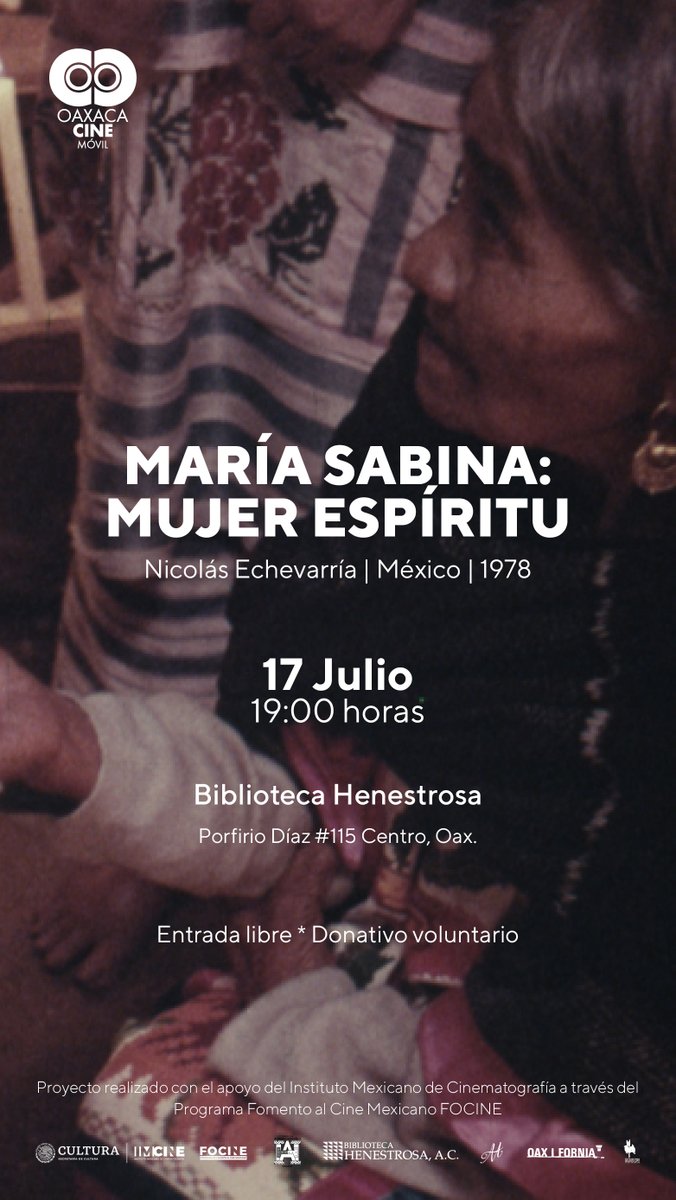 ¡Hoy hay cine! 
<a href="/OaxacaCine/">OaxacaCine</a> en la <a href="/BiblioHenestros/">BibliotecaHenestrosa</a> , con una bellísima y muy esperada película. 
Función 7pm - entrada libre. ¡Allí nos vemos!