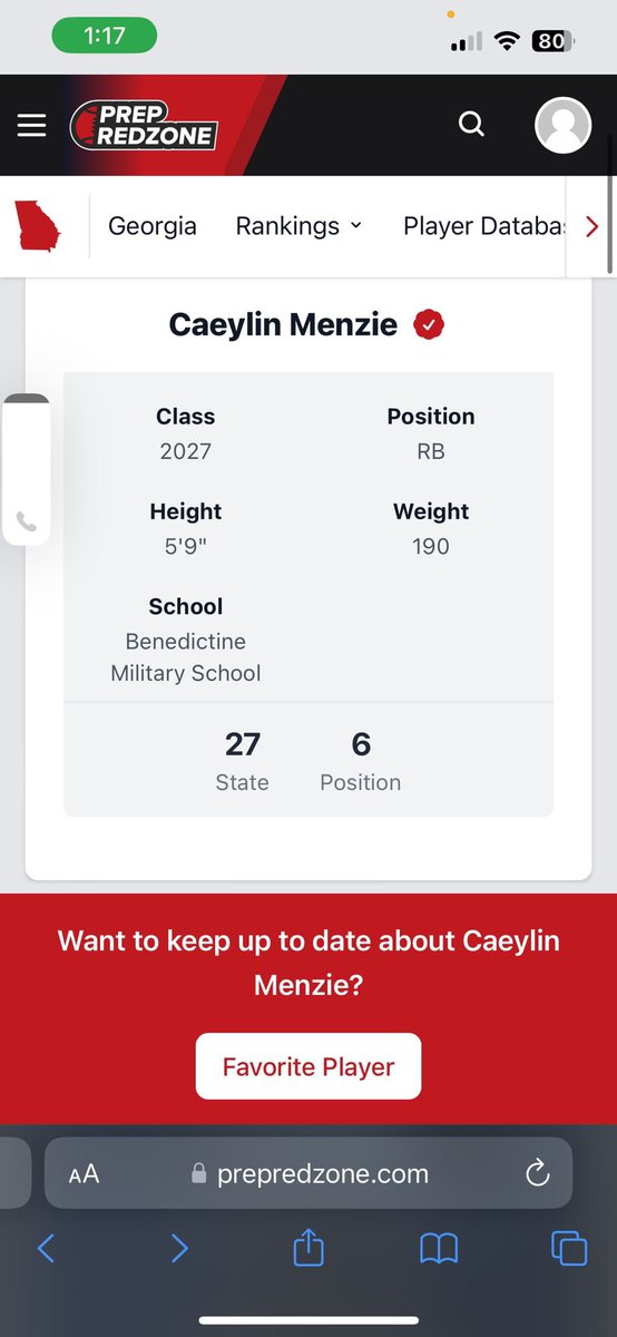 Caeylin Menzie (@caeylinmenzie) on Twitter photo Blessed to be ranked top 6 RB in the state of Ga & top 27 football player in the state of Ga! <a href="/PrepRedzone/">Prep Redzone 🏈</a> <a href="/AlPopsFootball/">𝐀𝐋 𝐏𝐨𝐩𝐬</a> <a href="/rob_deloach/">Rob USAF Veteran-Ammo</a> <a href="/RecruitGeorgia/">Recruit Georgia</a> <a href="/BC_Football1902/">BC Football</a> <a href="/EdParisJr/">Ed Paris</a> <a href="/CoachGHouston/">Galen Houston</a> <a href="/NEGARecruits/">Northeast Georgia Recruits</a> <a href="/RecruitGeorgia/">Recruit Georgia</a> <a href="/NEGARecruits/">Northeast Georgia Recruits</a> <a href="/MenzieDarrick/">Darrick Menzie</a> <a href="/deucerecruiting/">Deuce Recruiting✌️</a> Blessed to be ranked top 6 RB in the state of Ga & top 27 football player in the state of Ga! <a href="/PrepRedzone/">Prep Redzone 🏈</a> <a href="/AlPopsFootball/">𝐀𝐋 𝐏𝐨𝐩𝐬</a> <a href="/rob_deloach/">Rob USAF Veteran-Ammo</a> <a href="/RecruitGeorgia/">Recruit Georgia</a> <a href="/BC_Football1902/">BC Football</a> <a href="/EdParisJr/">Ed Paris</a> <a href="/CoachGHouston/">Galen Houston</a> <a href="/NEGARecruits/">Northeast Georgia Recruits</a> <a href="/RecruitGeorgia/">Recruit Georgia</a> <a href="/NEGARecruits/">Northeast Georgia Recruits</a> <a href="/MenzieDarrick/">Darrick Menzie</a> <a href="/deucerecruiting/">Deuce Recruiting✌️</a>