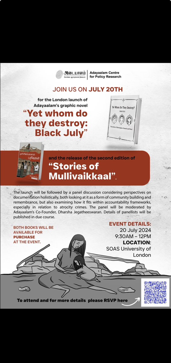 AdayaalamCPR's tweet image. A reminder to UK folks you have 2 days left to sign up to attend our book launch this Saturday in London! 

Speakers will include:
- Anushani Alagarajah
- Nadia Mendez (of Forensic Architecture) 
- Dr. Madura Rasatnam (City University)

eventbrite.com/e/adayaalam-bo…