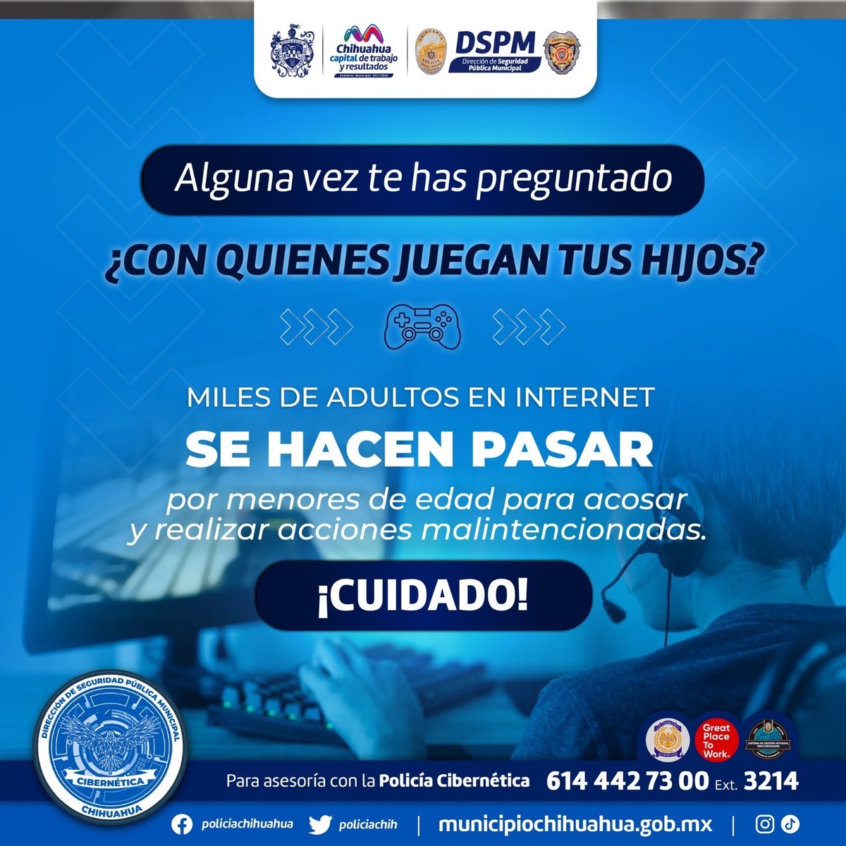 🛡️👾 ¡Protege a tus hijos! La Policía Cibernética de #ChihuahuaCapital te recomienda vigilar sus actividades en juegos como Roblox y Free Fire. Mantente alerta y cuida sus datos personales. #TrabajoyResultados