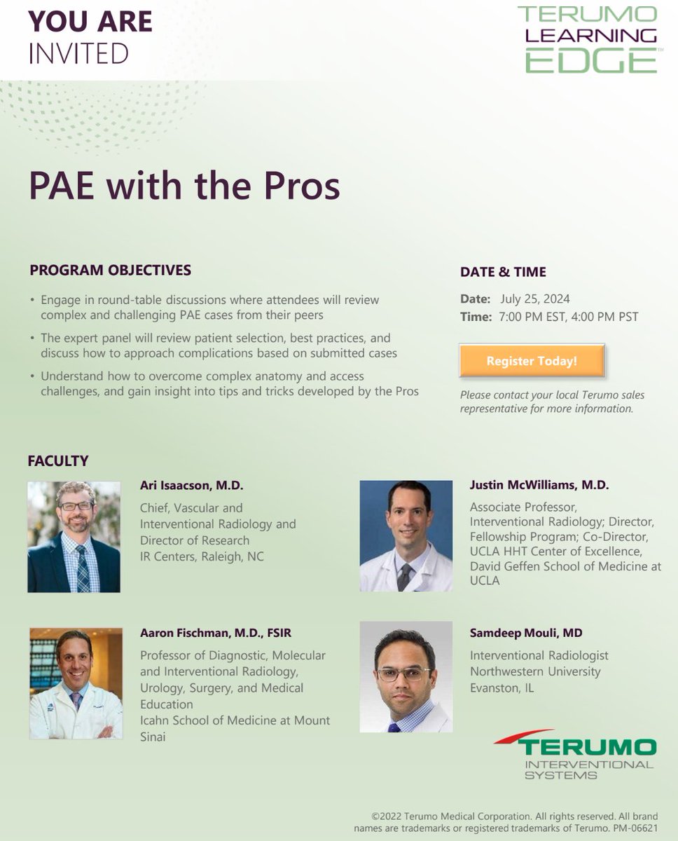 Aaron Fischman MD | Interventional Radiologist (@bonesz) on Twitter photo Join us next week for our round table discussions! <a href="/AriIsaacsonMD/">Ari Isaacson</a> <a href="/SamMouli/">Sam Mouli</a> <a href="/pryce227/">Justin McWilliams</a> <a href="/terumois/">terumois</a>
Register here:
tinyurl.com/4fubmyv9 Join us next week for our round table discussions! <a href="/AriIsaacsonMD/">Ari Isaacson</a> <a href="/SamMouli/">Sam Mouli</a> <a href="/pryce227/">Justin McWilliams</a> <a href="/terumois/">terumois</a>
Register here:
tinyurl.com/4fubmyv9