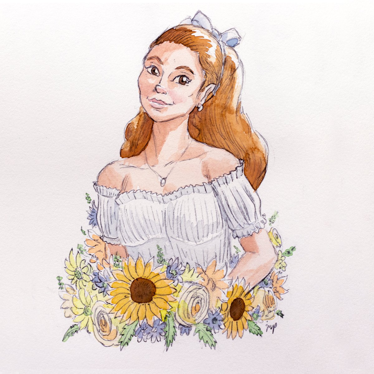 vanilla_michael's tweet photo. Flower girl #watercolor #ballpointpen https://t.co/cjtCKsWUax