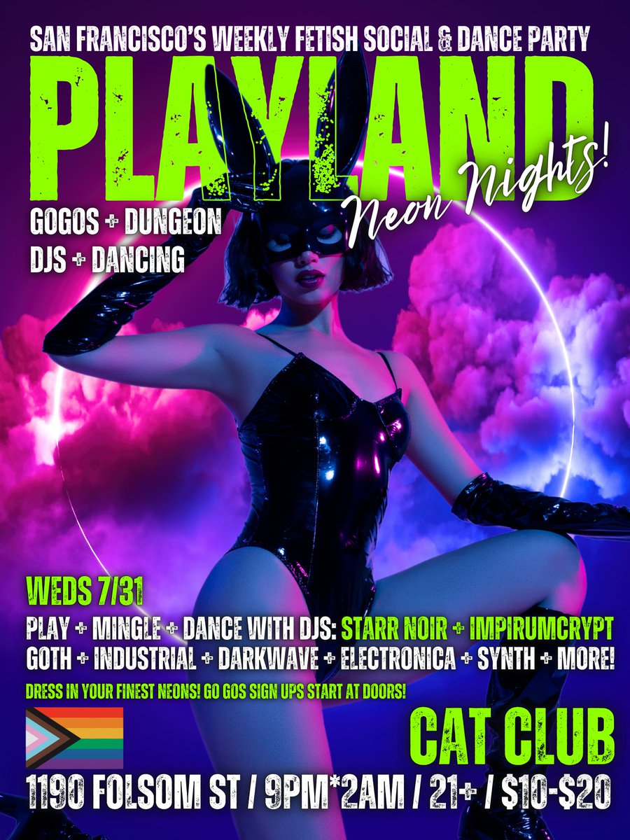 #sfevents #wednesday #playlandsf #catclubsf #lgbtq🌈 #sanfrancisco #kinkcommunity #dungeonplay #folsom #alternativelifestyles #adultcontent #somasf #downtownsf #thingstodoinsf #bayarea