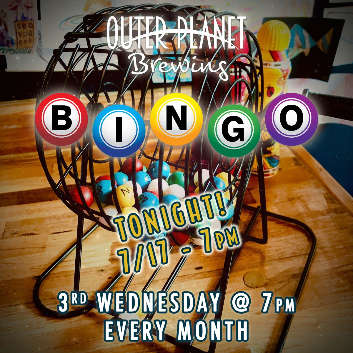 Tonight! Free monthly Bingo is back 🎉  Join us at 7pm, grab a beer or 3, play bingo for free, get a winning spree 🍺 🚀