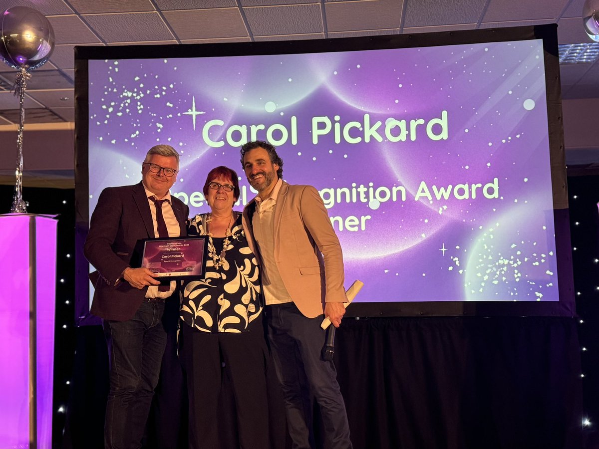 To finish the fantastic celebrations, Carol Pickard was awarded the Special Recognition Award 🌟

Well done Carol 👏

#DignityinCare