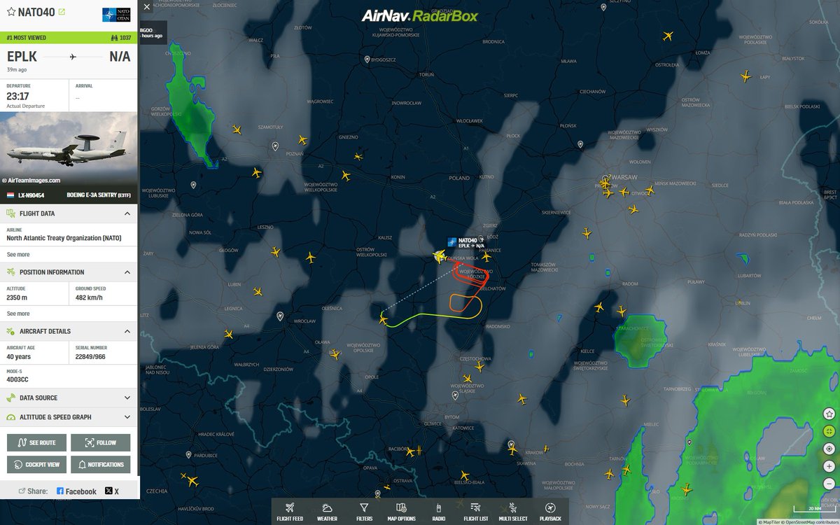 AirNavRadar's tweet photo. ๐ซ The most tracked flight of the day goes to #NATO40, currently flying over Poland! ๐โ๏ธ
Track it live here: https://t.co/9Zo49Ylitc
#Aviation #FlightTracking #Poland #AirNavRadarBox https://t.co/q5NuK5ddXG