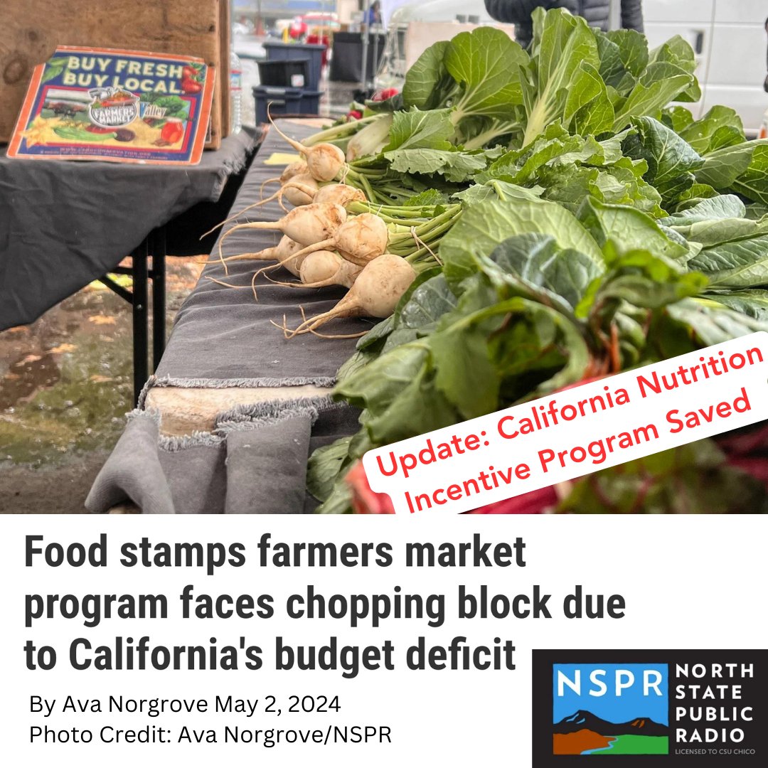 The CA Nutrition Incentive Program has been saved! Click on link in bio to send a thank you to the gov and CA legislators. This is a big win for food-insecure families and California farmers!