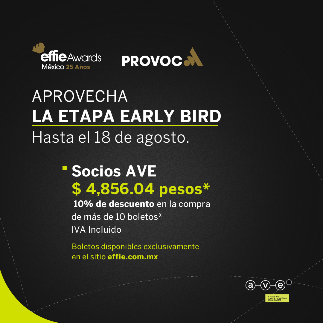 somos_ave's tweet image. Aprovecha la fase #EarlyBird y compra tus boletos para los #EffieAwards2024 aquí
👉 effie.com.mx

#SomosAVE