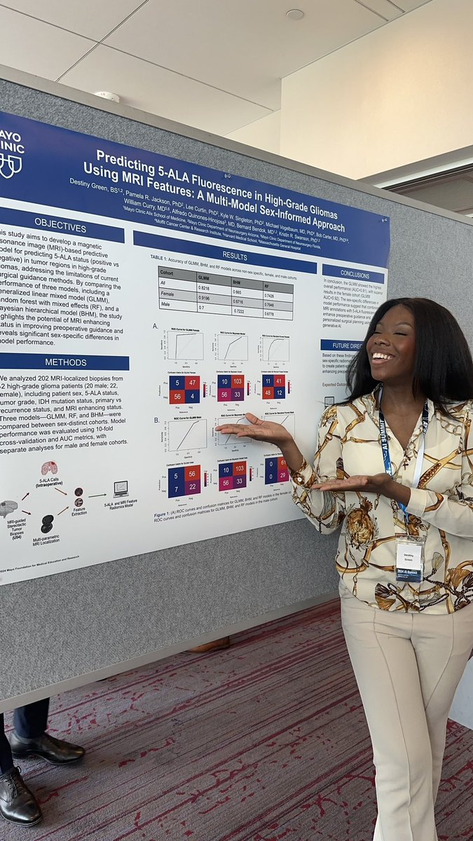 __DestinyGreen's tweet photo. Attended my very first AI conference ✅ 

Thankful for the opportunity to present my preliminary work for my masters thesis at the Mayo Clinic AI summit last weekend.

Feeling motivated about the future of medicine and AI 💪🏾👩🏾‍💻

#AI #medtwitter #neurosurgery #research #neurotwitter #neuro #BrainTumorAwareness #surgery #STEM #womeninSTEM #WomenInTech