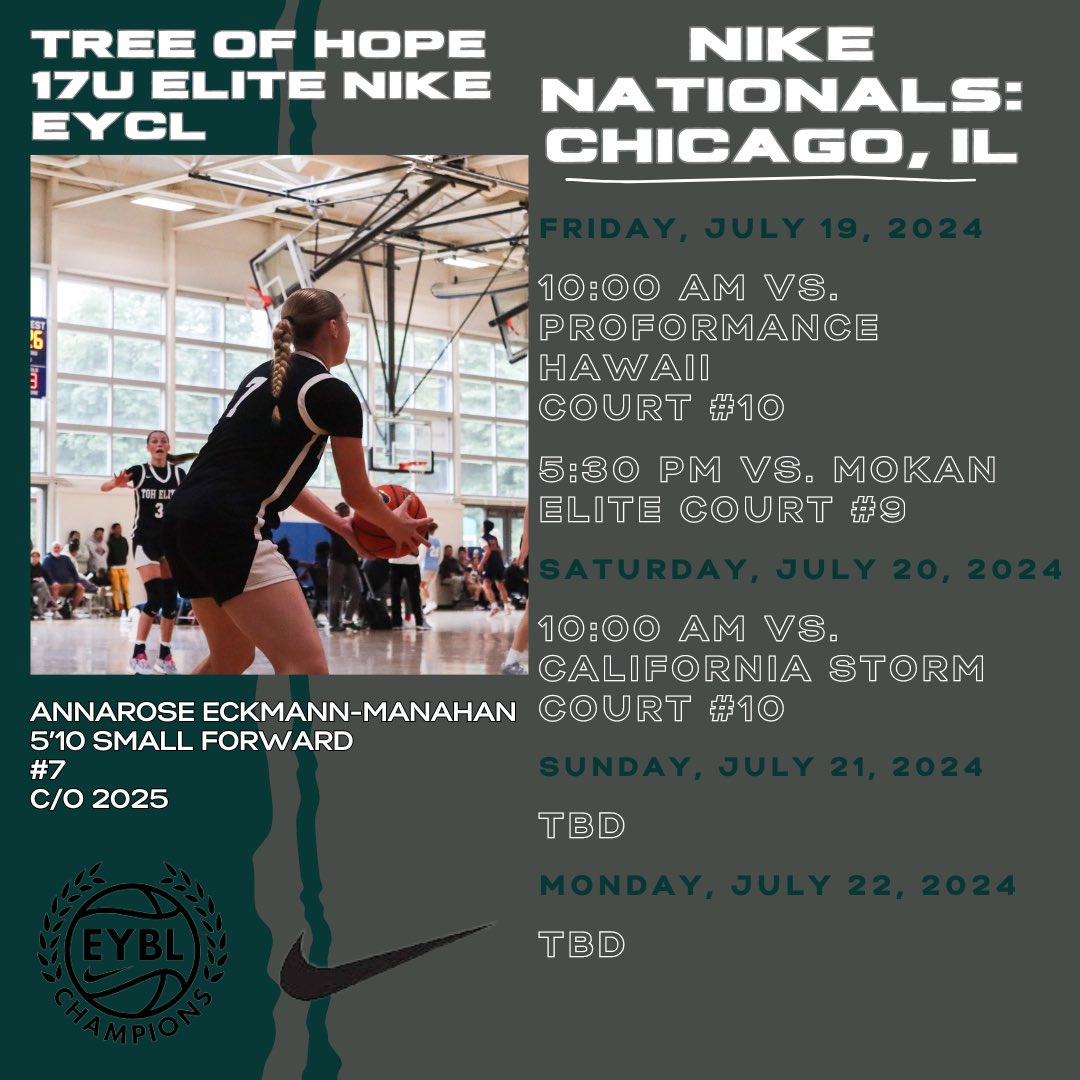 AnnaRose Eckmann-Manahan (@annarose_em7) on Twitter photo Tree of Hope 17U Elite EYCL’s schedule for this weekend in Chicago, IL.
Excited to wrap up my final season with <a href="/TOHEYCL/">NW BLAZERS</a> and my teammates! Tree of Hope 17U Elite EYCL’s schedule for this weekend in Chicago, IL.
Excited to wrap up my final season with <a href="/TOHEYCL/">NW BLAZERS</a> and my teammates!