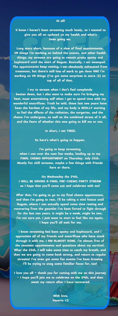 Talked about this on stream today. I'll always be transparent with you all. Thanks for sticking by me 💜