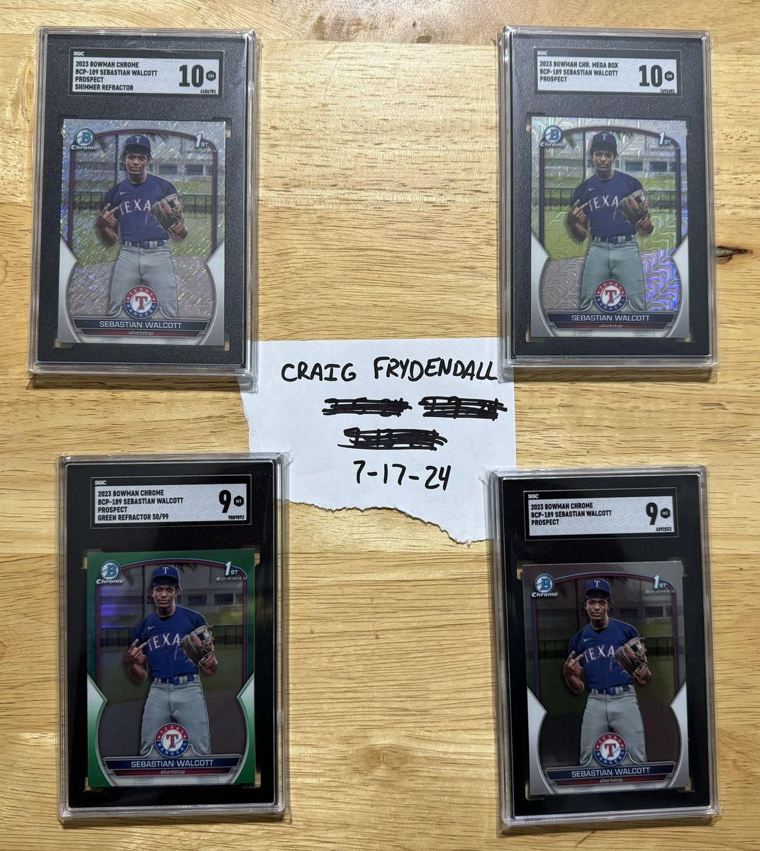 fry_daddy15's tweet photo. @Iminsearchof Wyatt Langford
Paper 10’s - $20 per
Chrome 9.5 - $25
Chrome refractor 9.5 - $55

Jackson Holliday
Refractor - $100
Chrome base - $35
Paper - $25

Sebastian Walcott
Shimmer - $65
Mojo - $40
Green /99 - $60
Chrome - $20

All prices shipped

PP G&amp;S or Venmo https://t.co/Y4LLZ2X4Cd