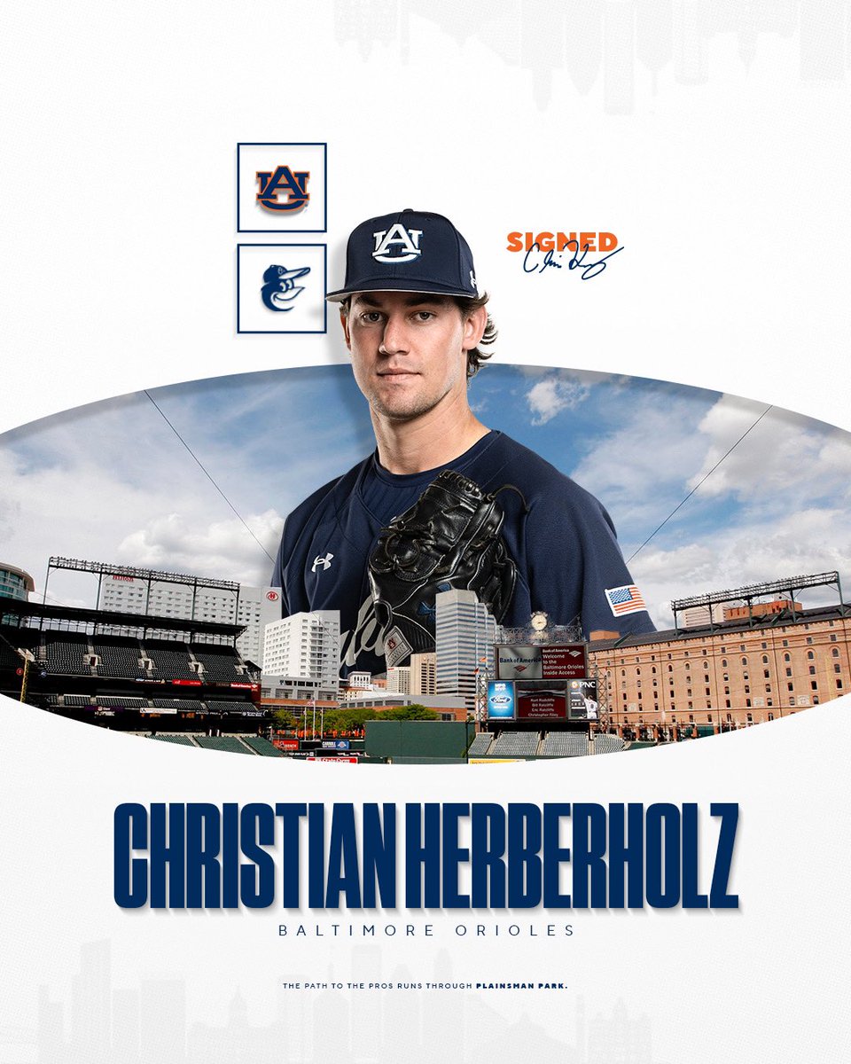 AuburnBaseball's tweet photo. Another hurler is heading to Birdland!

@Herb21Christian has agreed to terms with the @Orioles.

#WarEagle | #AuburnMade https://t.co/pH0Rtg8LDU