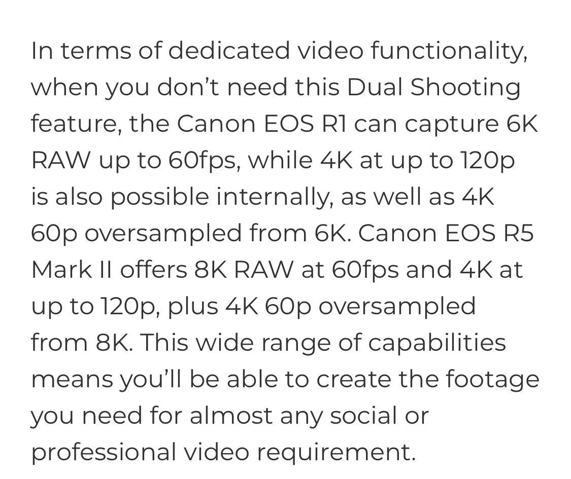 Prosumer_Camera's tweet photo. ただし、同じ公式サイトでも4K60Pまで8Kからオーバーサンプルできると書いてある。　ここで疑問なのはfine記録はオーバーサンプルかどうかということ。

そうだとしたら公式の記述が矛盾していることになる。

#R5II #R5mk2 #EOSR5MK2 https://t.co/V8UNNpyqJ3