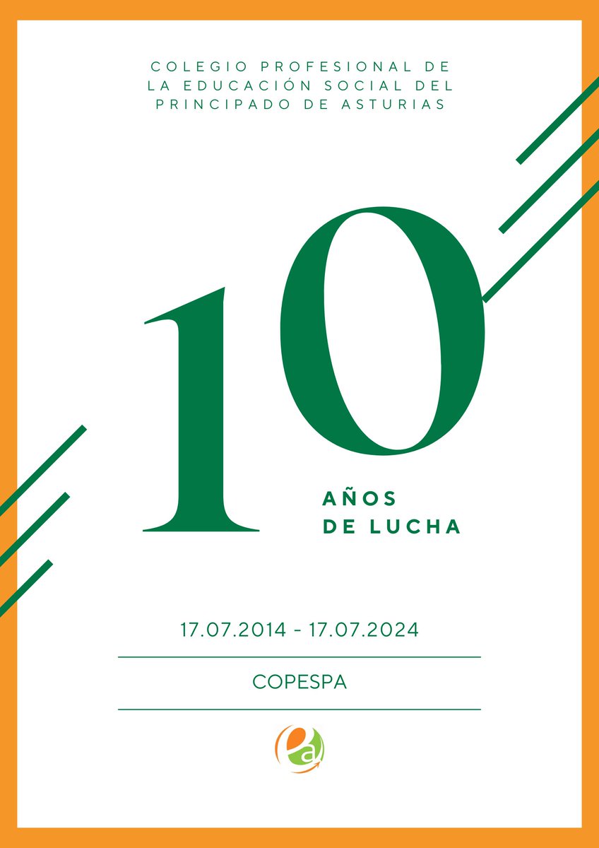 Hoy es el día! El Colegio Profesional de la  Educación Social del Principado  de Asturias,primera década de camino. La importancia de la colegiación para la defensa de la profesión, es clave para el avance y eso es cada día gracias a tí! Unete al COPESPA! Colégiate!