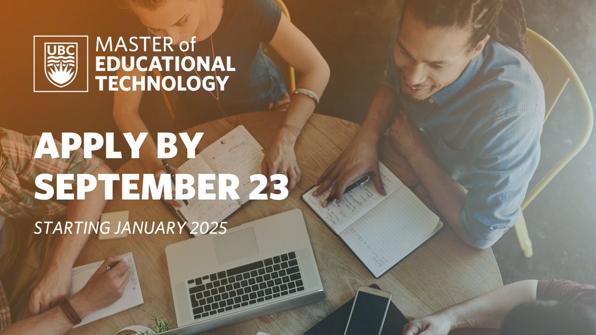 Gain the skills and knowledge you need to thrive in the digital learning era through the Master of Educational Technology program. Applications for the January 2025 intake are due before September 23: mvnt.us/m2420830

<a href="/UBCMETcommunity/">MET Community</a> @UBCEducation
#bced #edtech