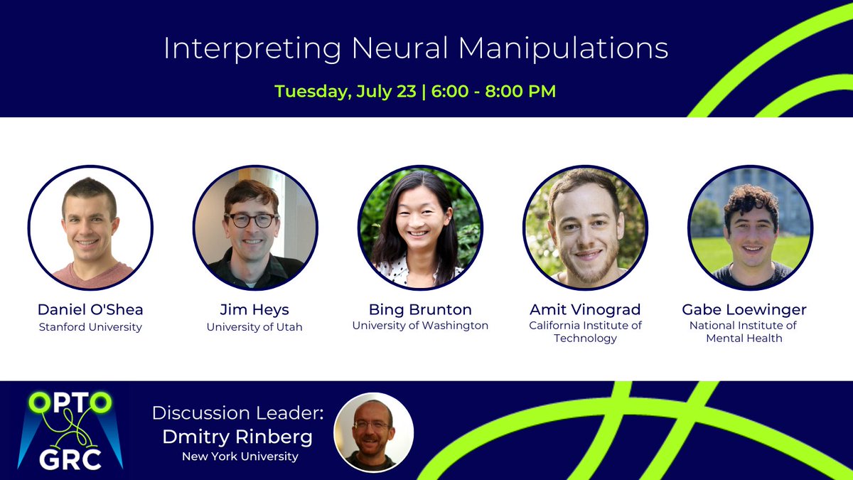 Optogenetics Gordon Research Conference (@optogrc) on Twitter photo Looking forward to a STELLAR #OptoGRC2024 session on interpreting neural manipulations 🧠 🌟
Featuring speakers Daniel O'Shea, <a href="/jamesgheys1/">Jim Heys</a>, <a href="/bingbrunton/">Bing Wen Brunton</a>, <a href="/AmitVinograd/">Amit Vinograd</a> & <a href="/GLoewinger/">Gabriel Loewinger</a> and led by Dmitry Rinberg
We can't wait to hear from this incredible line-up! Looking forward to a STELLAR #OptoGRC2024 session on interpreting neural manipulations 🧠 🌟
Featuring speakers Daniel O'Shea, <a href="/jamesgheys1/">Jim Heys</a>, <a href="/bingbrunton/">Bing Wen Brunton</a>, <a href="/AmitVinograd/">Amit Vinograd</a> & <a href="/GLoewinger/">Gabriel Loewinger</a> and led by Dmitry Rinberg
We can't wait to hear from this incredible line-up!