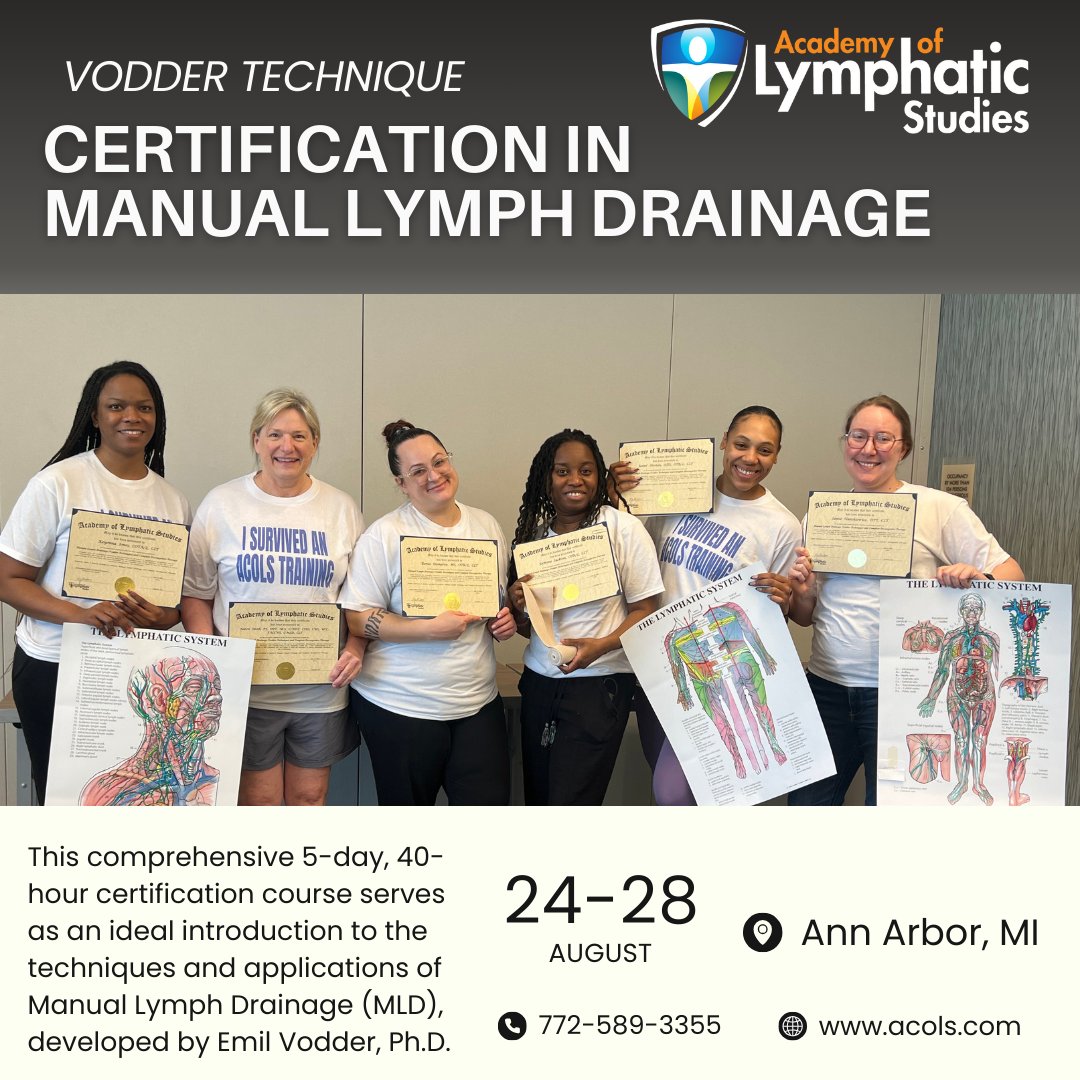 ACOLSFlorida's tweet image. Join us for our upcoming certification course in Manual Lymph Drainage (MLD)! Expand your skills and expertise in this specialized technique. 🌟

acols.com/courses/detail…

#MLD #CertificationCourse #AnnArbor