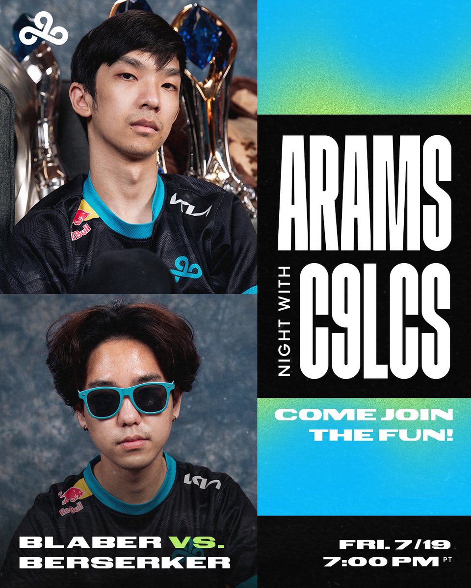 ARAM Night returns, but with a twist! 😲

Represent Team <a href="/blaber/">C9 Blaber</a> or Team <a href="/C9Berserker/">Min-cheol Kim</a> in the ultimate 3-game series experience!
Sign up now: c9.gg/aramnight