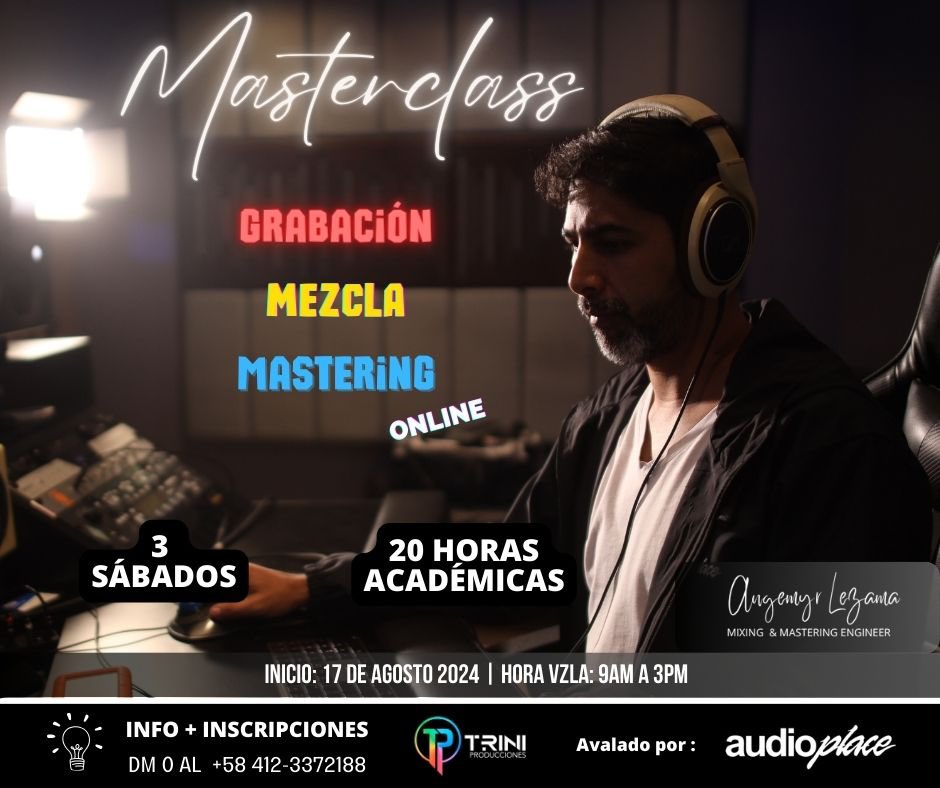 Engemyr's tweet image. Este próximo Sábado 17 de Agosto, dictaré mi primer Masterclass del año “Grabación | Mezcla | Mastering.”

Este Masterclass (3 en 1), estará dividido en 3 sábados con una duración total de 20 horas académicas. 

Para más información:

forms.gle/U19p8D2ZZk8nL8…